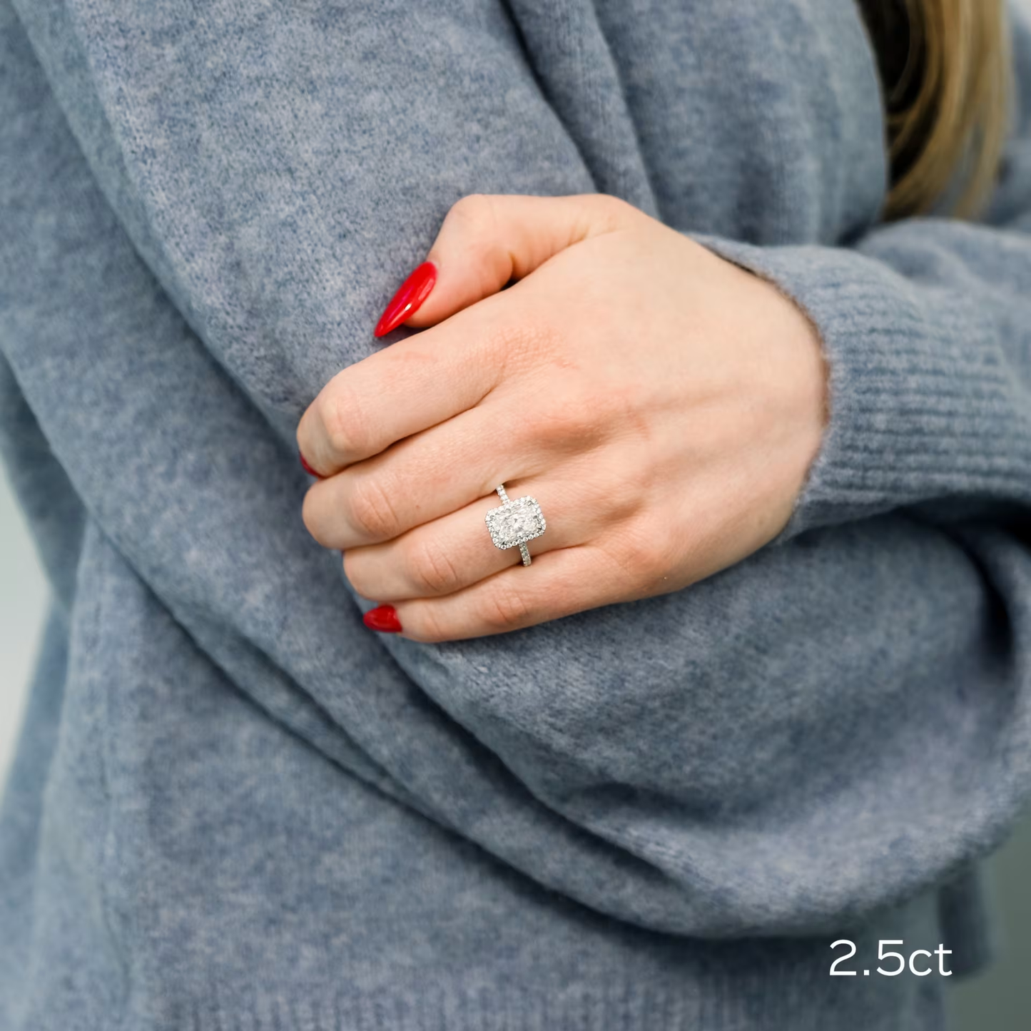 Marquise Cut Cluster Styled Lab Grown Diamond Engagement Ring