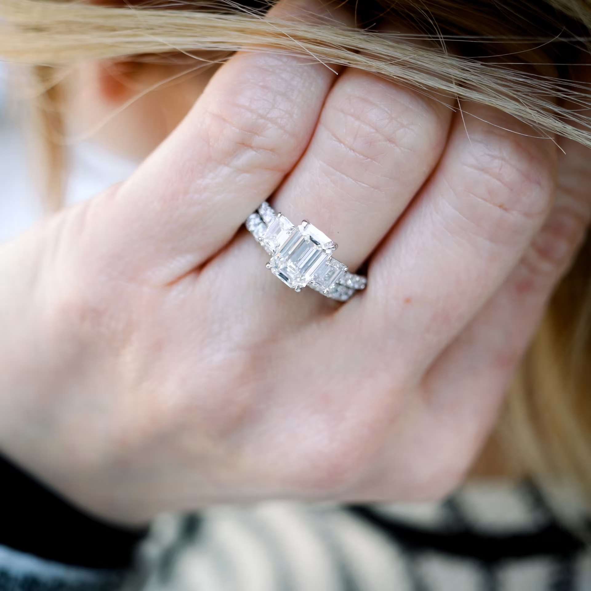 Marquise Cut Cluster Styled Lab Grown Diamond Engagement Ring