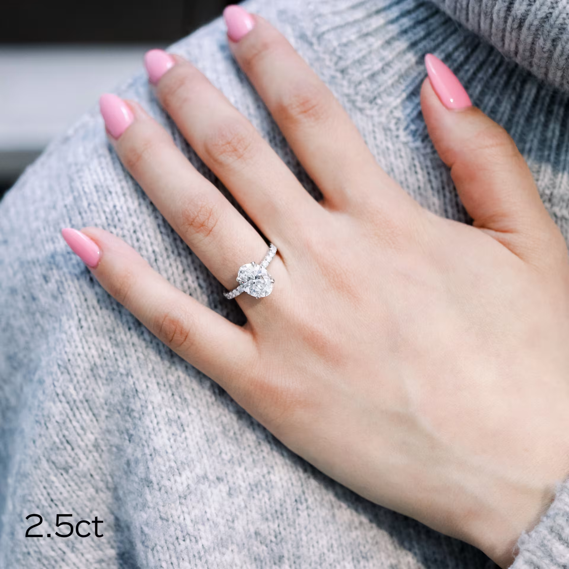 Marquise Cut Cluster Styled Lab Grown Diamond Engagement Ring