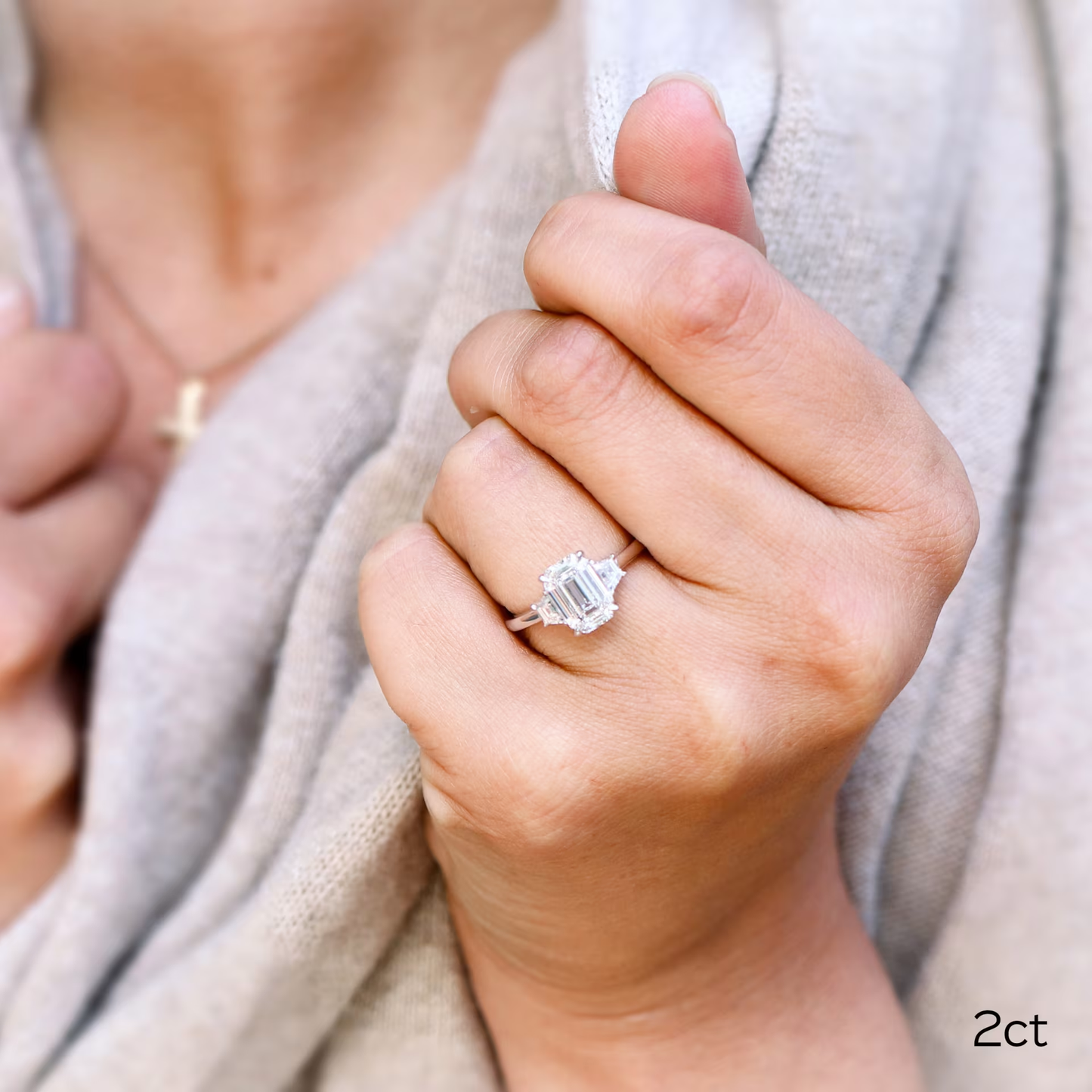 Marquise Cut Cluster Styled Lab Grown Diamond Engagement Ring