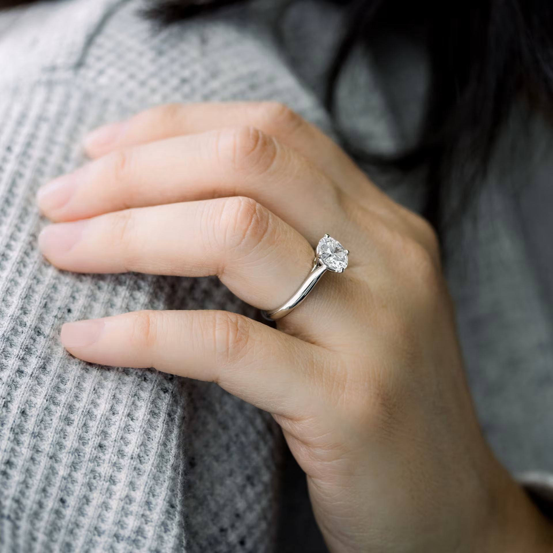 Marquise Cut Cluster Styled Lab Grown Diamond Engagement Ring