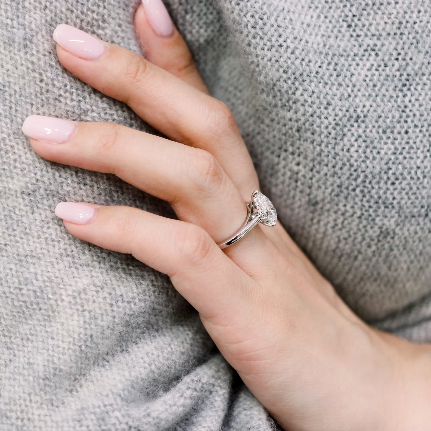 Marquise Cut Cluster Styled Lab Grown Diamond Engagement Ring