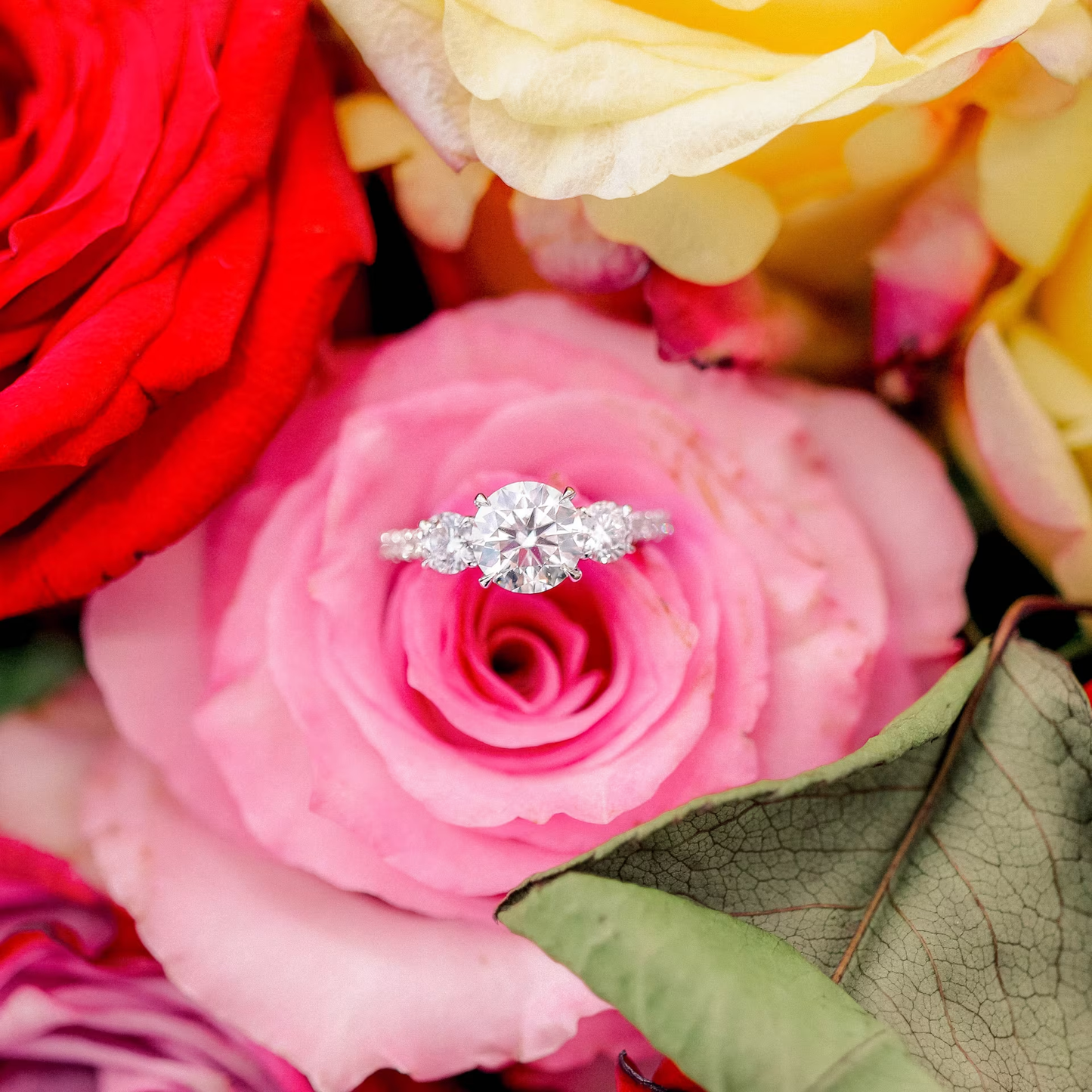 Marquise Cut Cluster Styled Lab Grown Diamond Engagement Ring