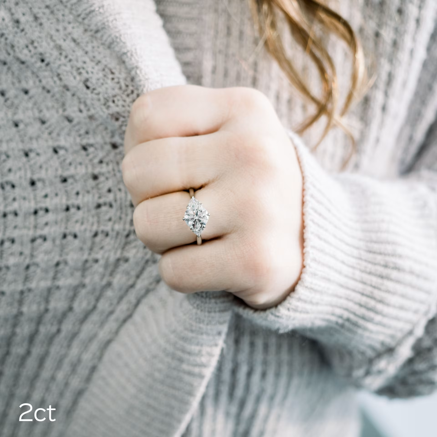 Marquise Cut Cluster Styled Lab Grown Diamond Engagement Ring