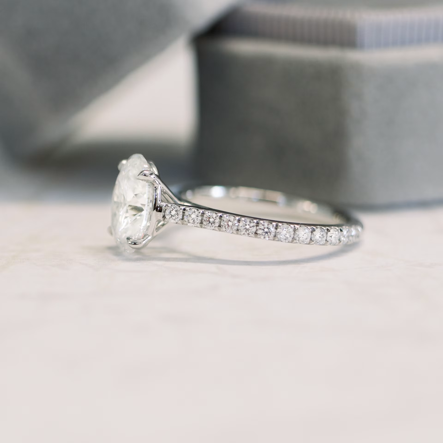 Marquise Cut Cluster Styled Lab Grown Diamond Engagement Ring