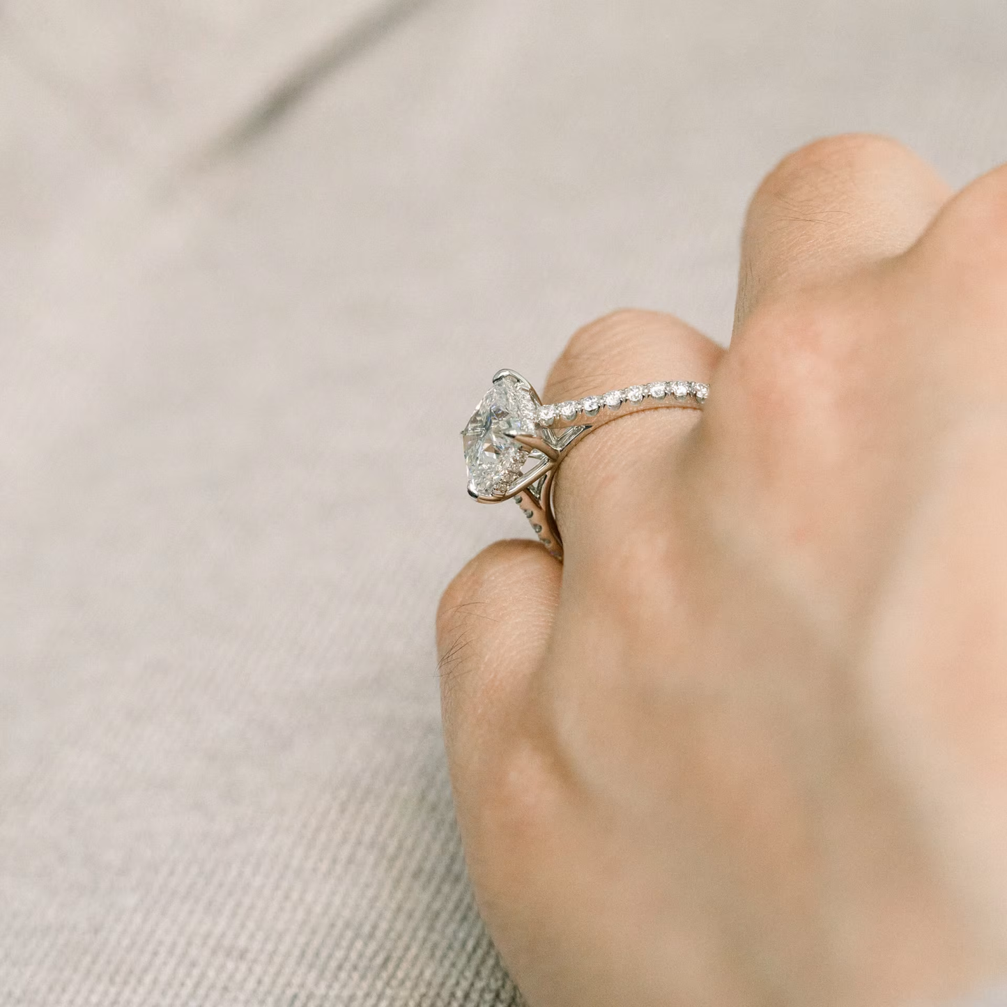 Marquise Cut Cluster Styled Lab Grown Diamond Engagement Ring