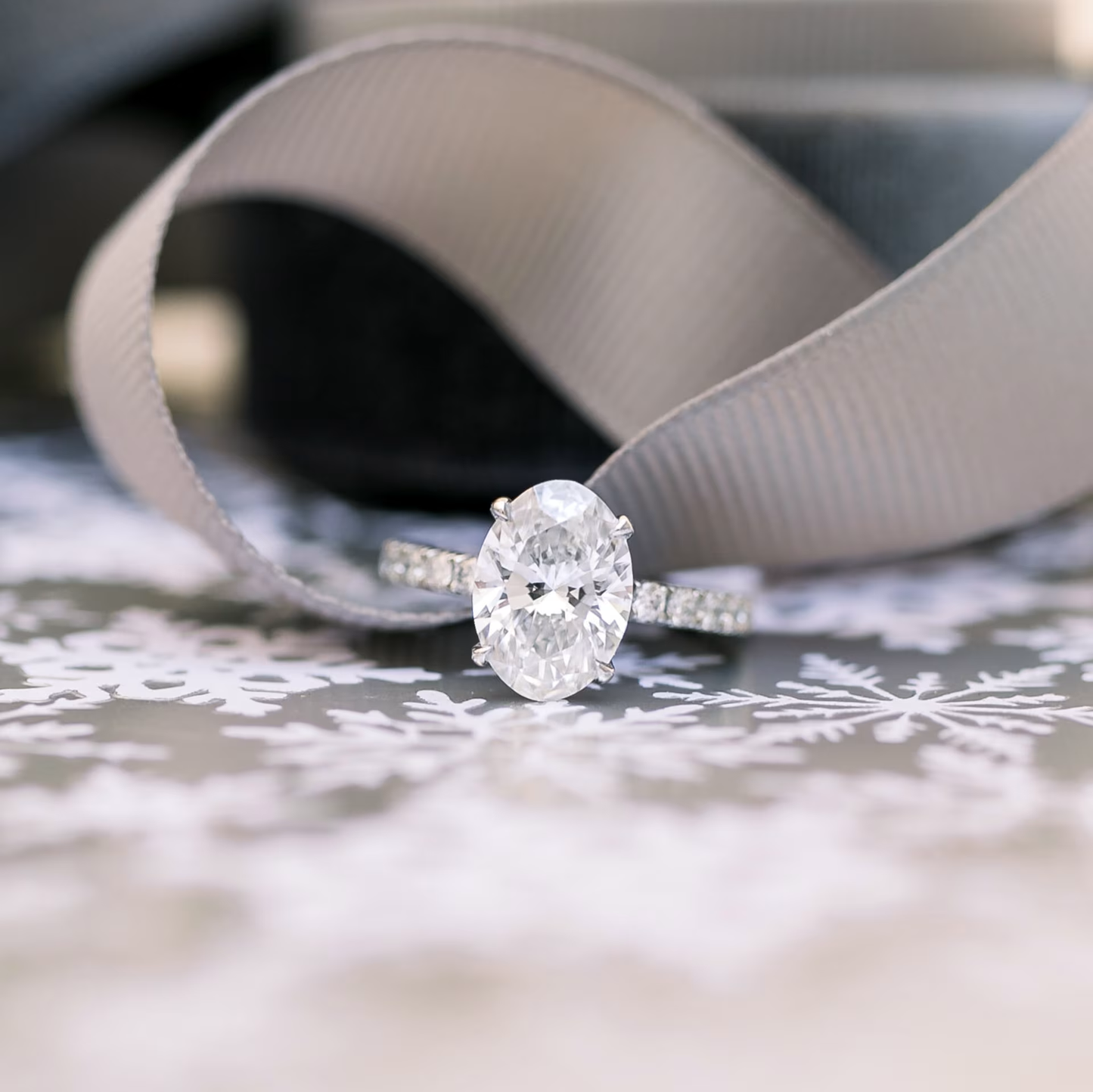 Marquise Cut Cluster Styled Lab Grown Diamond Engagement Ring
