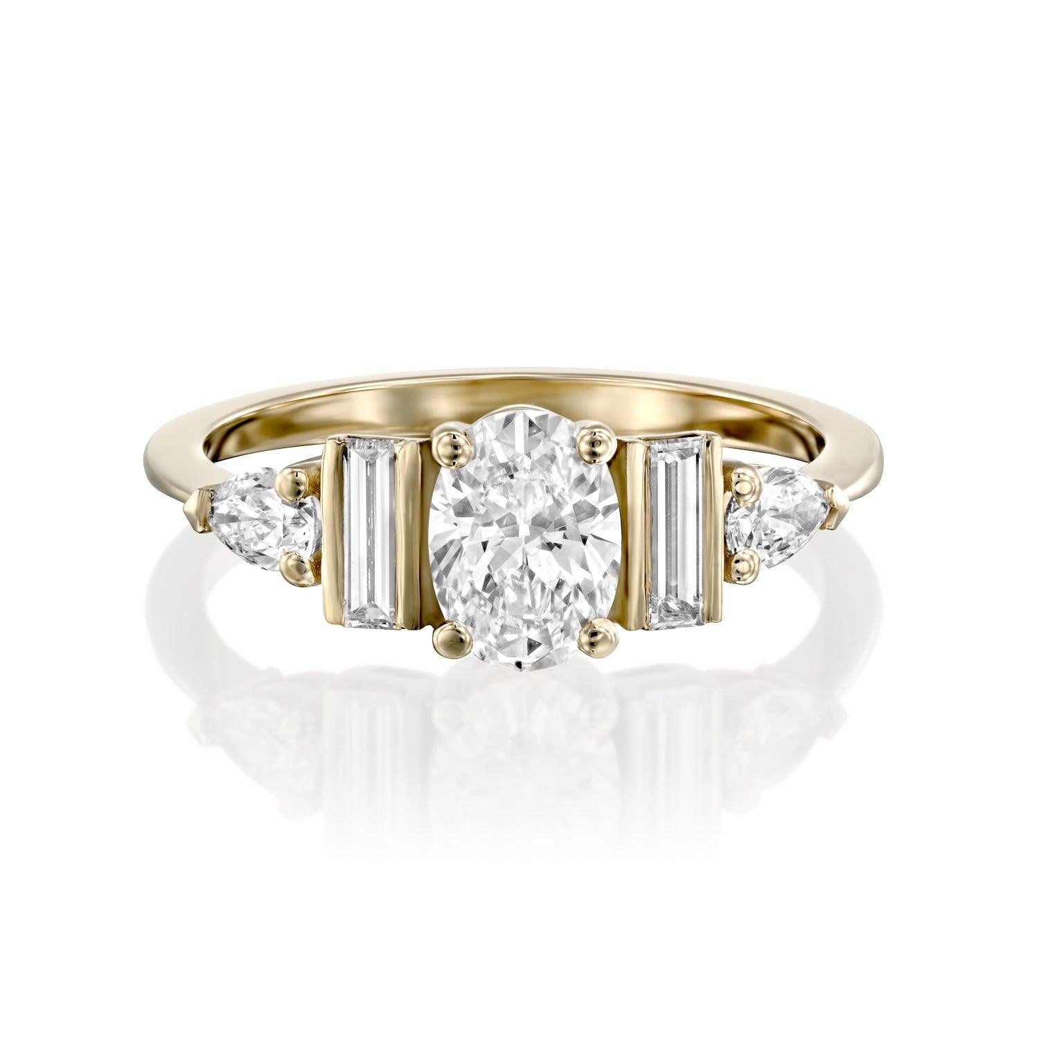 2 CT Round Three Stones Lab Grown Diamond Engagement Ring