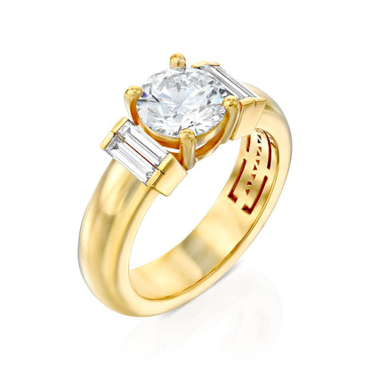 2 CT Round Three Stones Lab Grown Diamond Engagement Ring