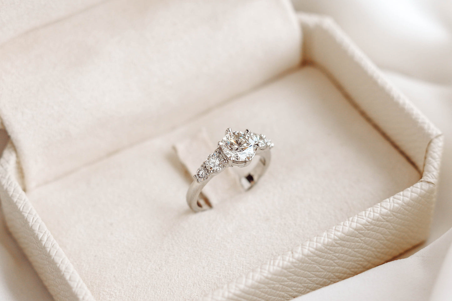 2 CT Round Three Stones Lab Grown Diamond Engagement Ring