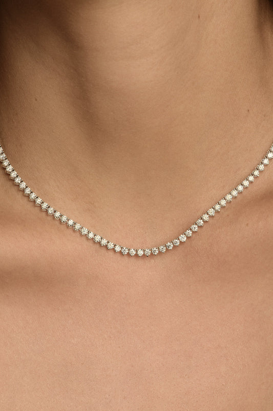 6 TCW Round Lab Grown Diamond Claw Tennis Necklace