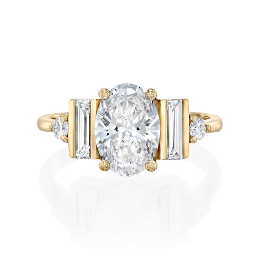 2 CT Round Three Stones Lab Grown Diamond Engagement Ring