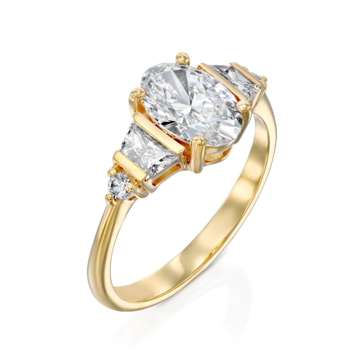 2 CT Round Three Stones Lab Grown Diamond Engagement Ring