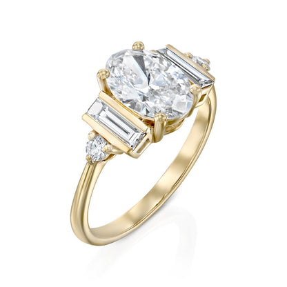 2 CT Round Three Stones Lab Grown Diamond Engagement Ring