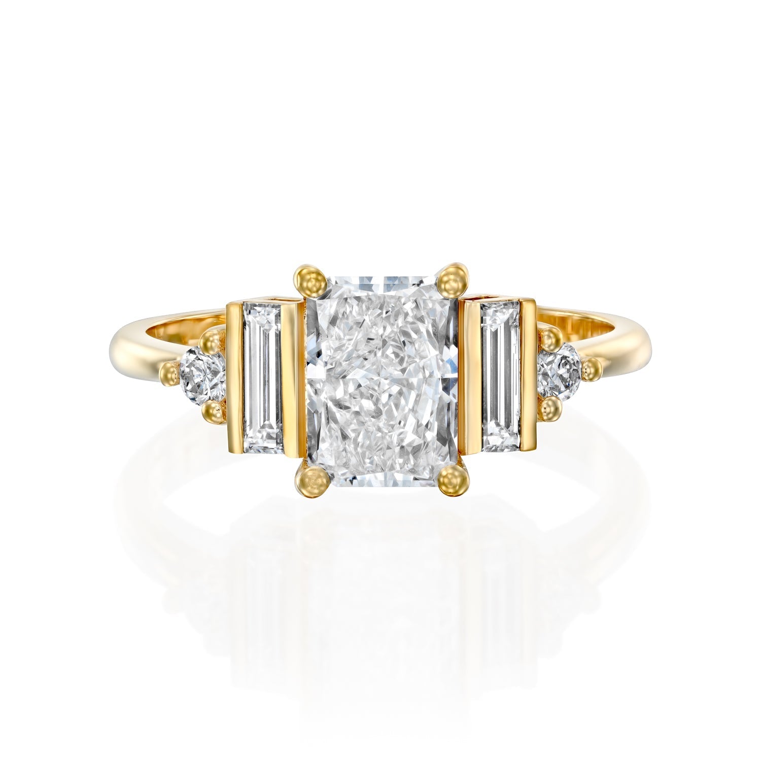 2 CT Round Three Stones Lab Grown Diamond Engagement Ring