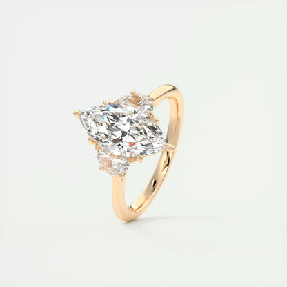 1.98 CT Marquise Cut Three Stone Moissanite Engagement Ring 15