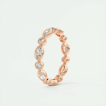 0.98 Marquise and Round Bezel Moissanite Bridal Wedding Band 14