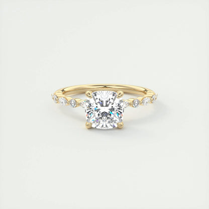 2.15 CT Cushion Cut Solitaire Pave Moissanite Engagement Ring 8