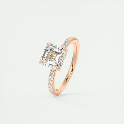 2 CT Asscher Solitaire CVD F/VS1 Diamond Engagement Ring 18