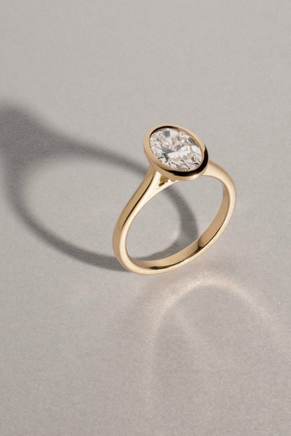 1.52 CT Oval Bezel Solitaire Lab Grown Diamond Engagement Ring