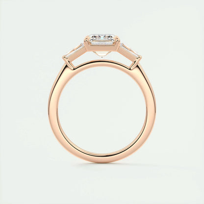 1.91 CT Emerald Cut Three Stone Moissanite Engagement Ring 22