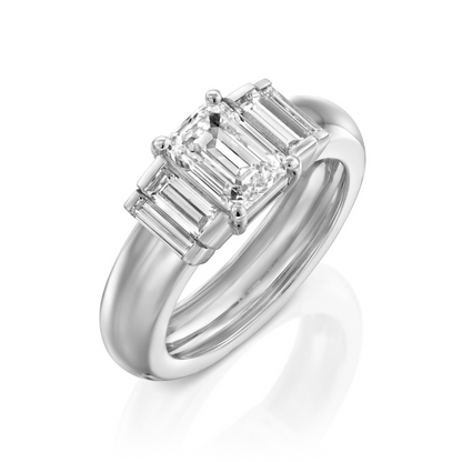 2 CT Round Three Stones Lab Grown Diamond Engagement Ring