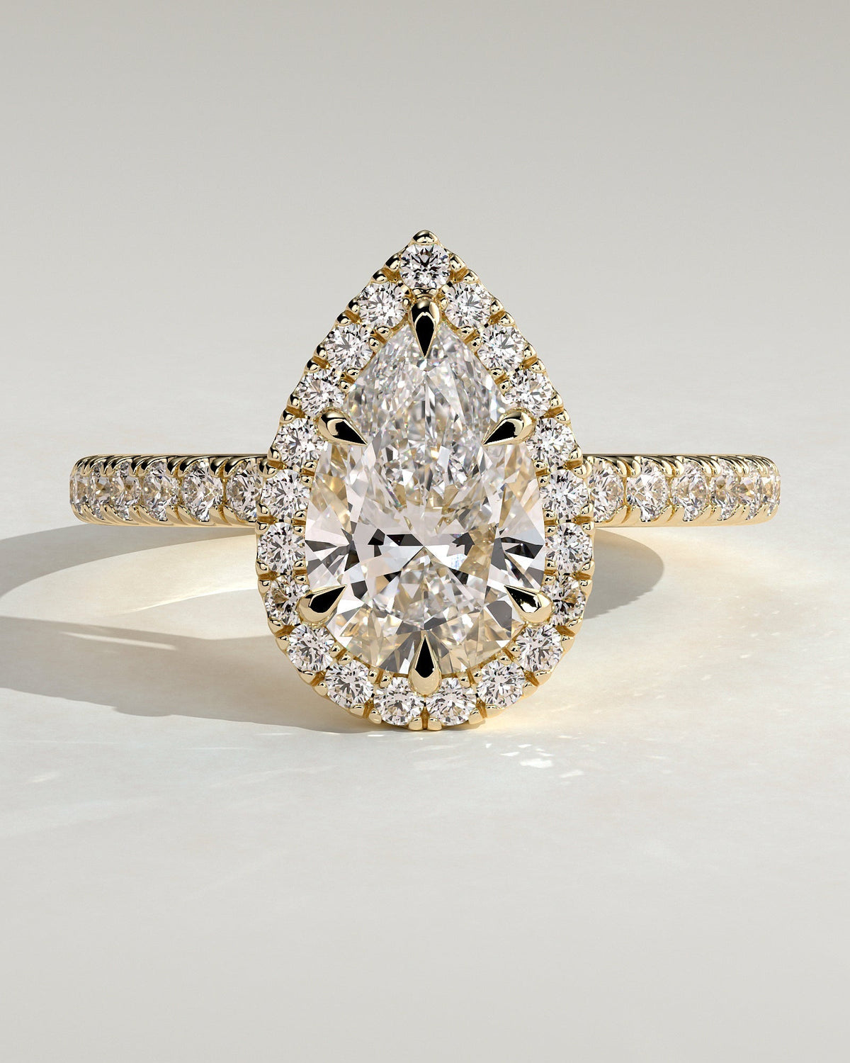Pear Halo and Pave Lab Grown Diamond Engagement Ring