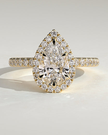 Pear Halo and Pave Lab Grown Diamond Engagement Ring