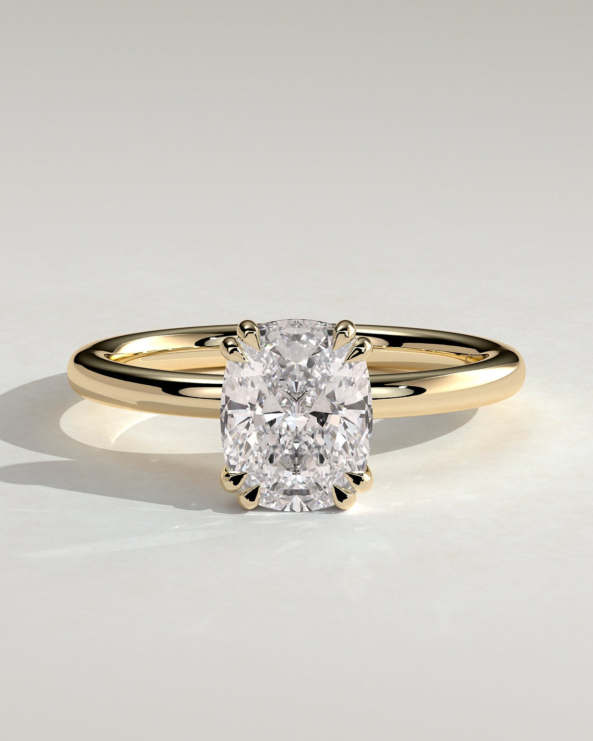Elongated Cushion Hidden Halo Lab Grown Diamond Engagement Ring