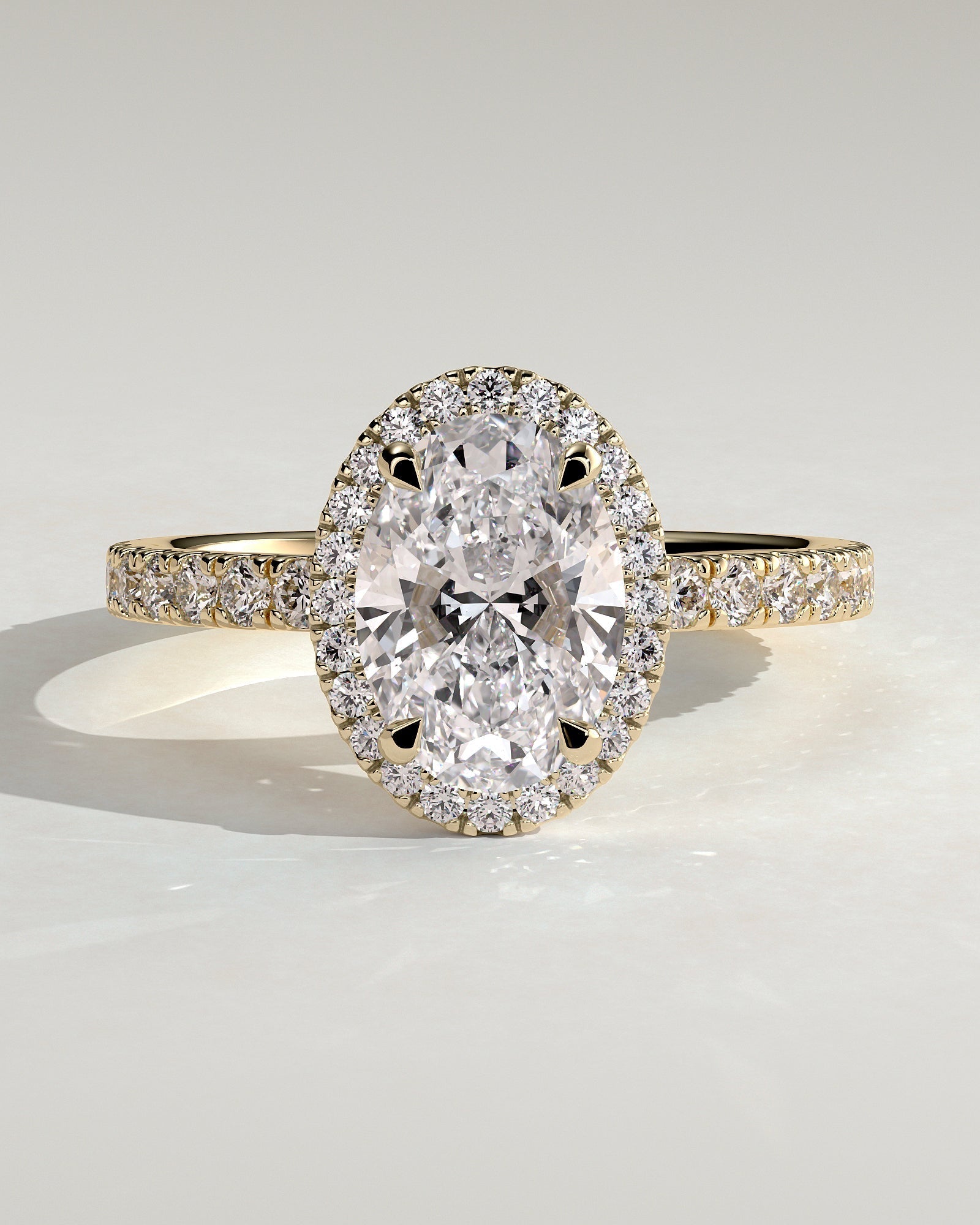 Oval Halo & Pave Lab Grown Diamond Engagement Ring