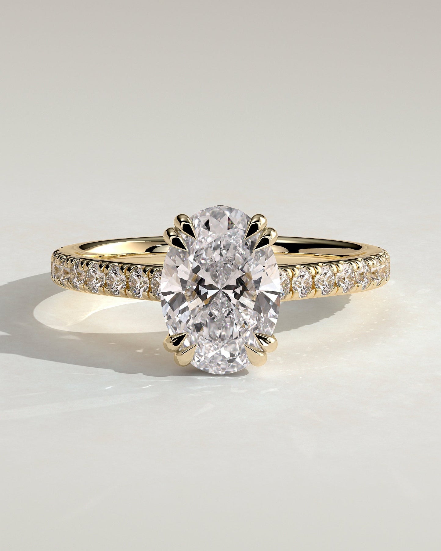 Oval Hidden Halo and Pave Lab Grown Diamond Engagement Ring
