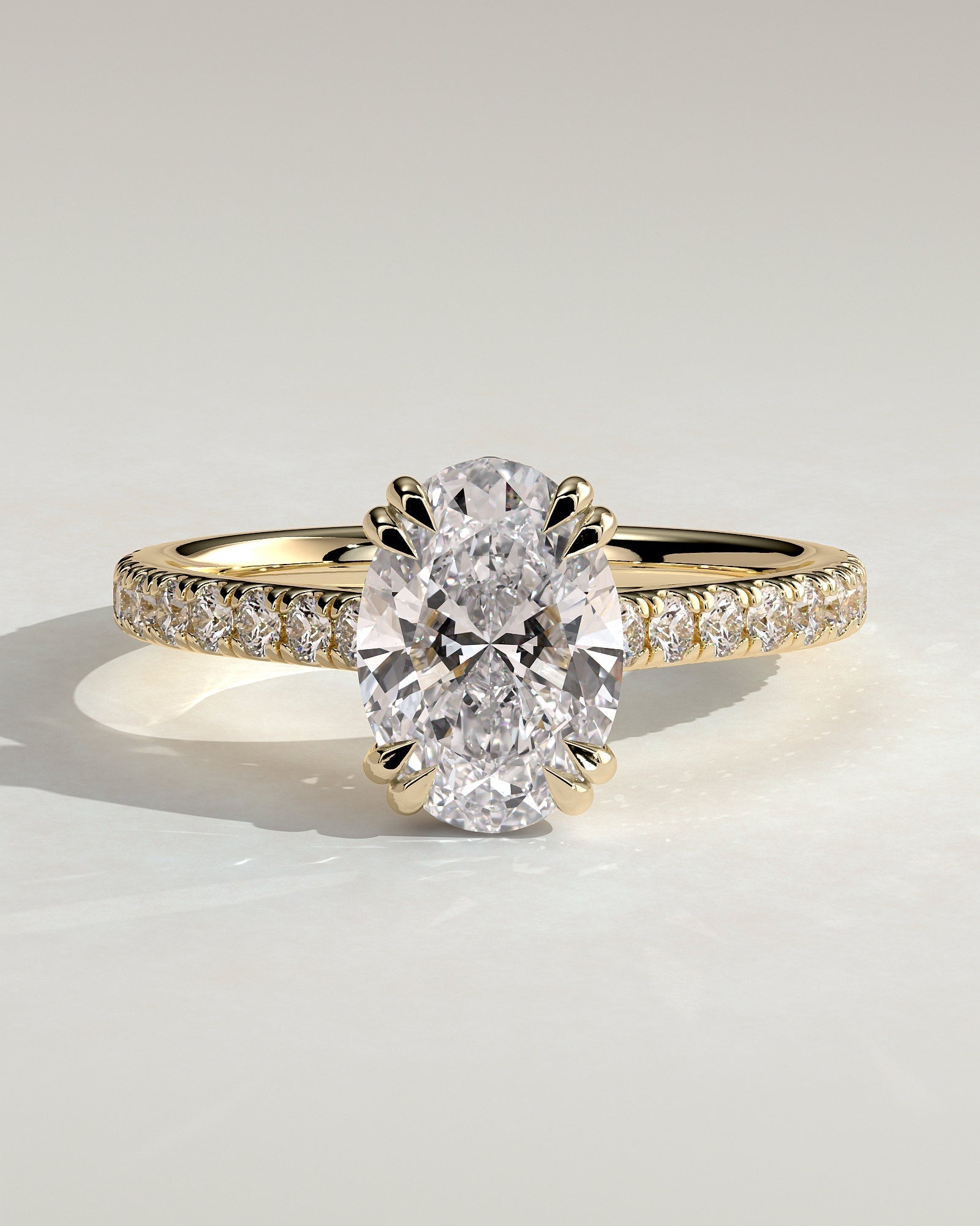 Oval Hidden Halo and Pave Lab Grown Diamond Engagement Ring