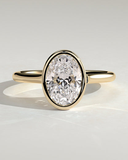 Oval Solitaire Bezel Lab Grown Diamond Engagement Ring