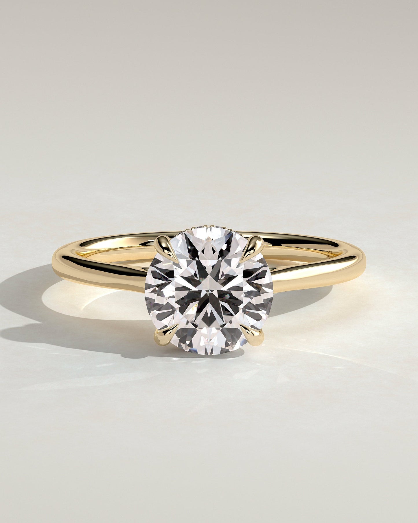 Round Cathedral & Hidden Halo Lab Grown Diamond Engagement Ring