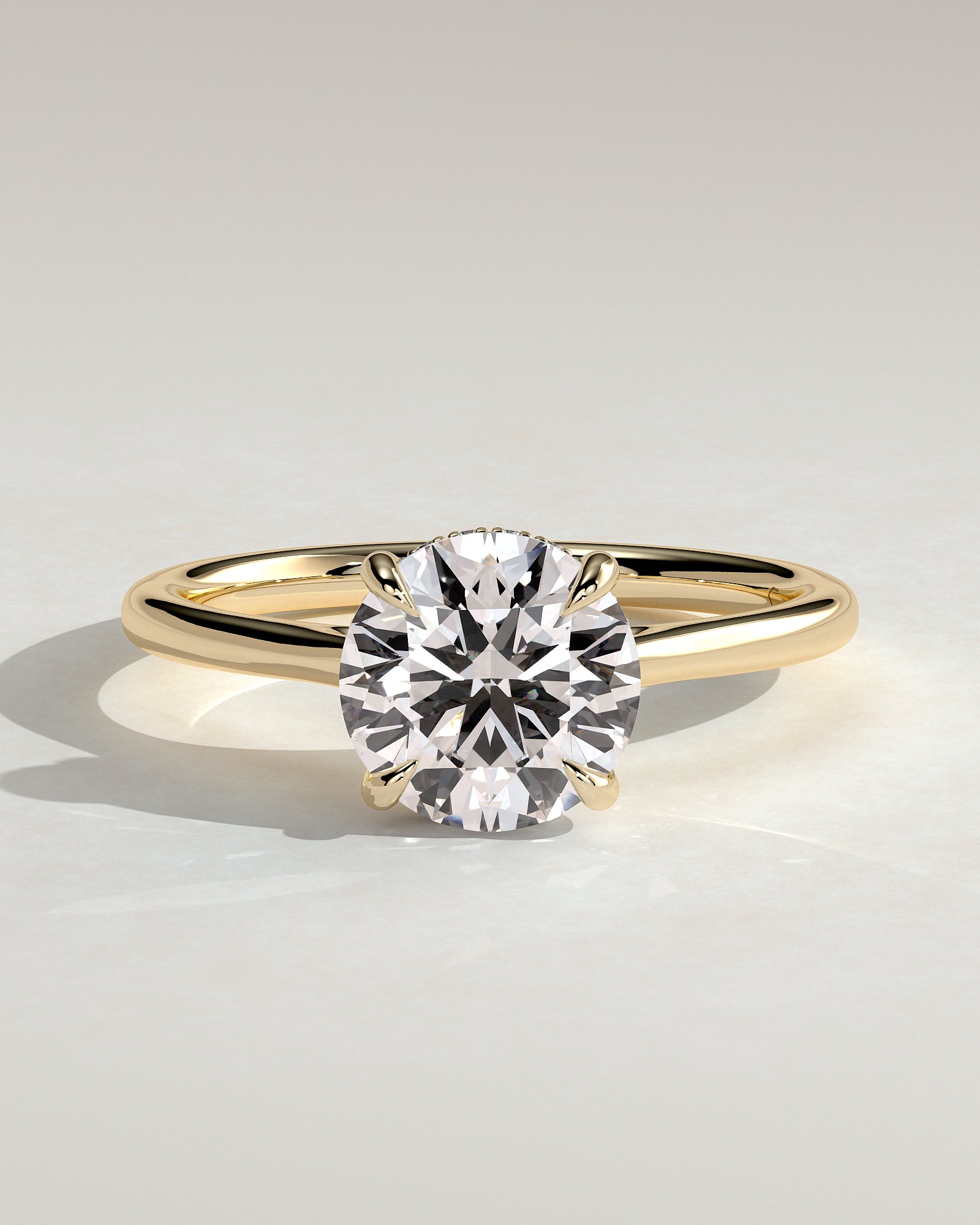 Round Cathedral & Hidden Halo Lab Grown Diamond Engagement Ring