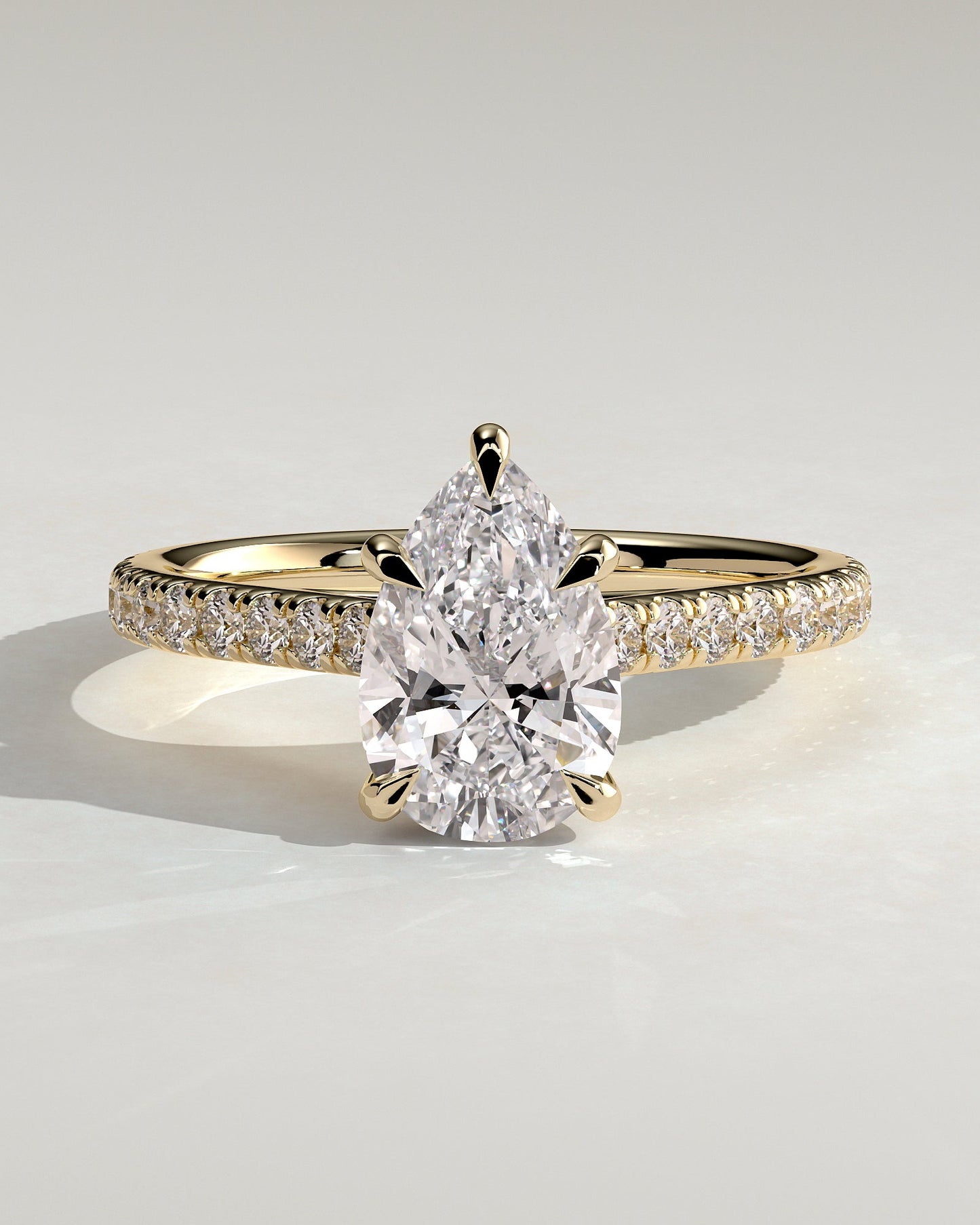 Pear Hidden Halo and Pave Lab Grown Diamond Engagement Ring