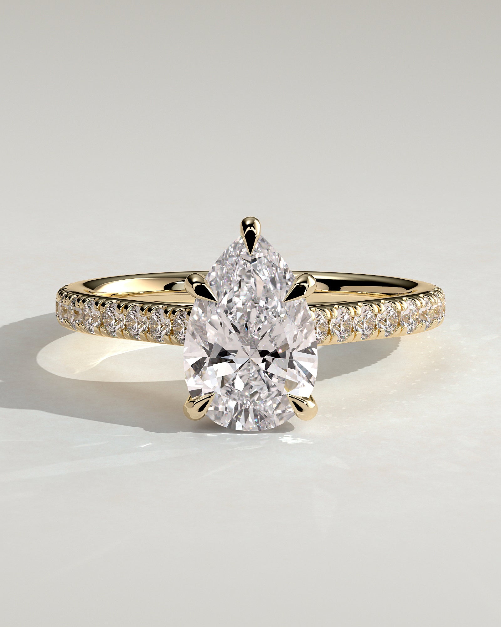 Pear Hidden Halo and Pave Lab Grown Diamond Engagement Ring