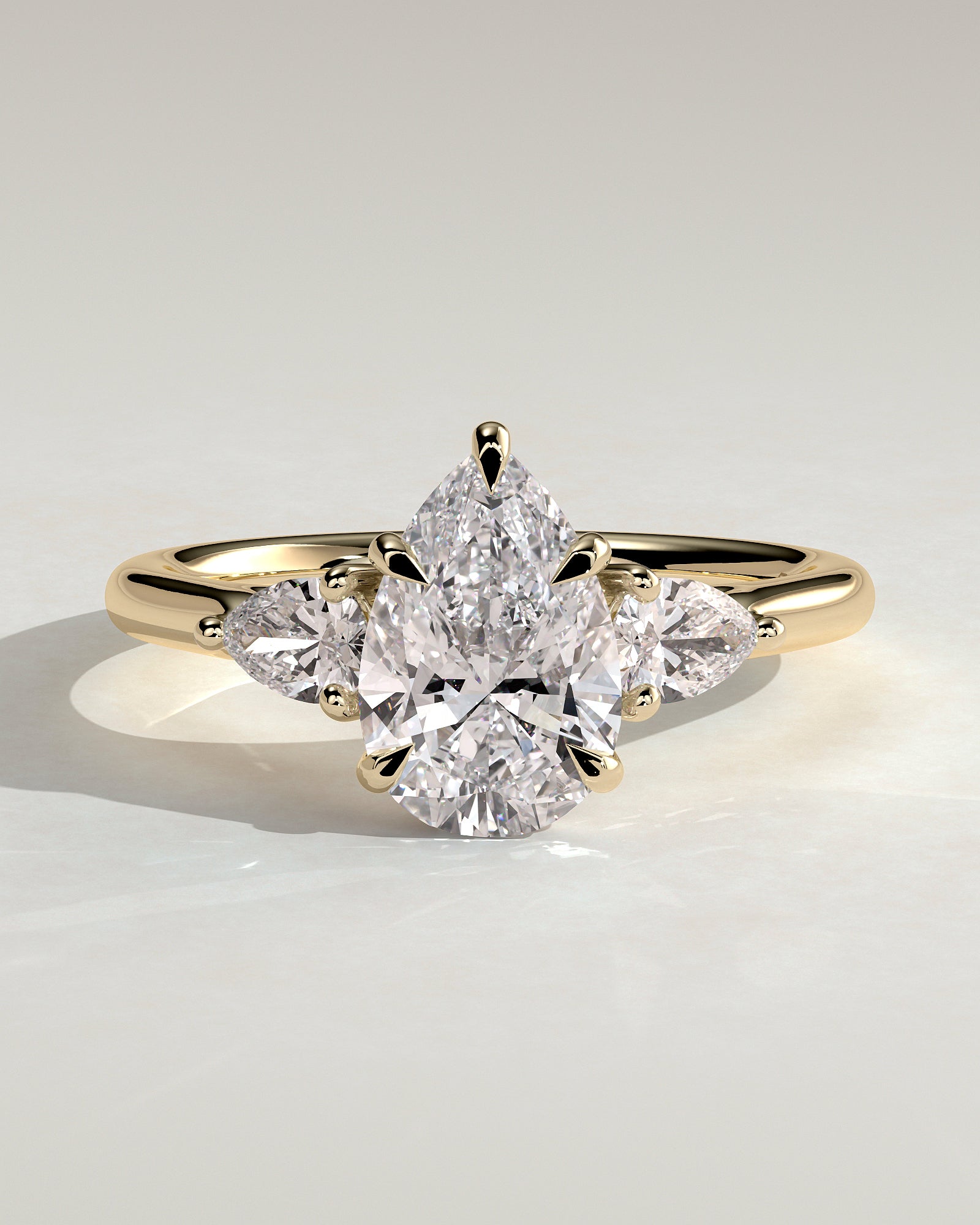 Pear Three Stones Lab Grown Diamond Engagement Ring