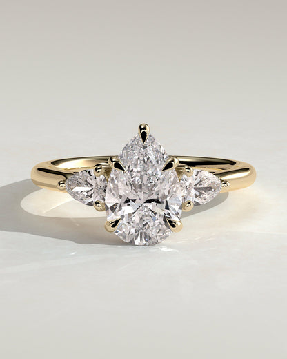 Pear Three Stones Lab Grown Diamond Engagement Ring