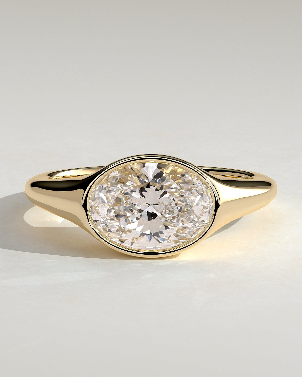 Oval Signet Solitaire Lab Grown Diamond Engagement Ring
