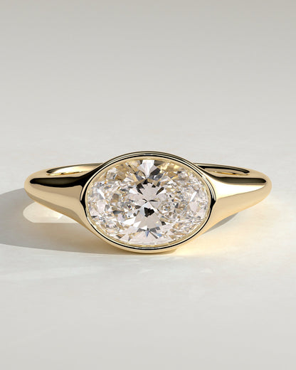 Oval Signet Solitaire Lab Grown Diamond Engagement Ring