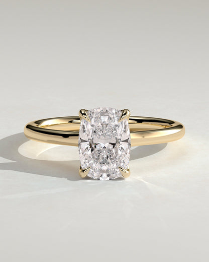 Elongated Cushion Solitaire Lab Grown Diamond Engagement Ring