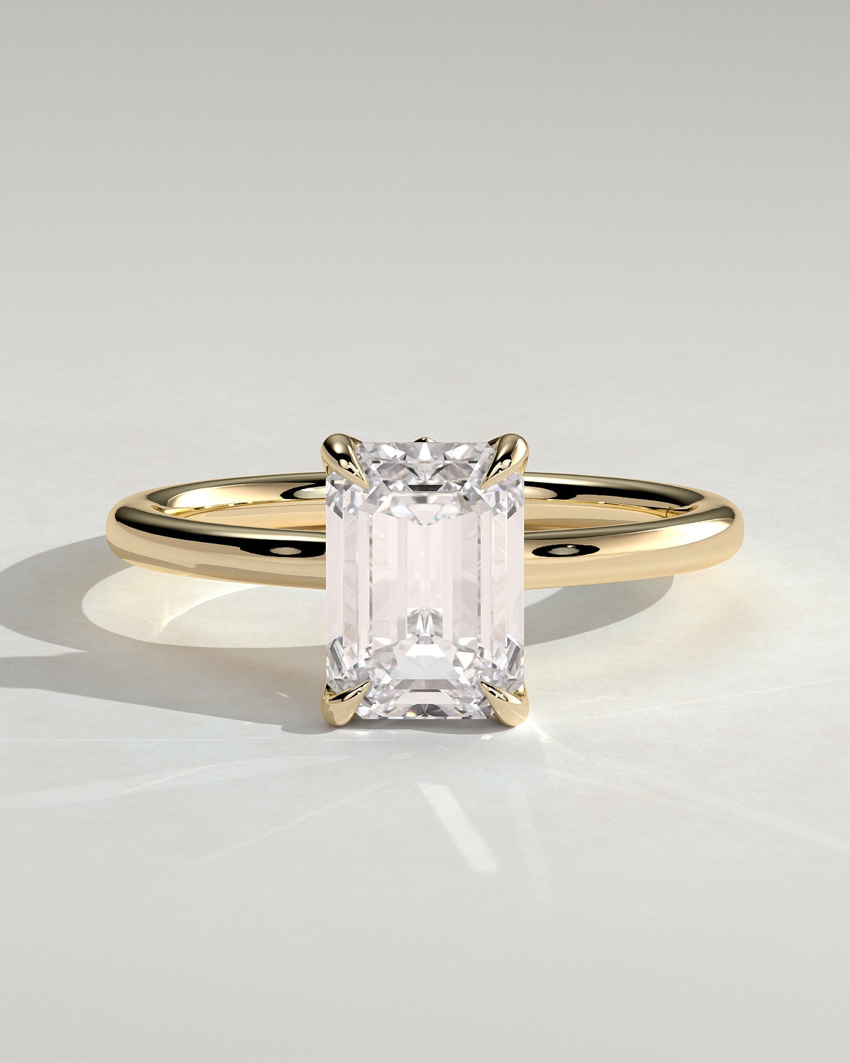 Emerald Solitaire Lab Grown Diamond Engagement Ring