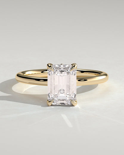 Emerald Solitaire Lab Grown Diamond Engagement Ring