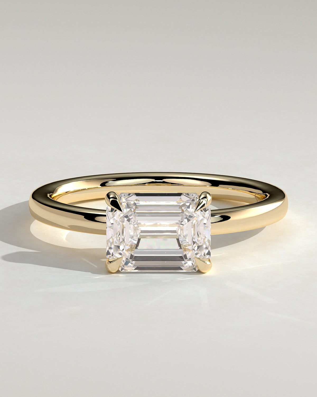 Emerald East West Solitaire Lab Grown Diamond Engagement Ring