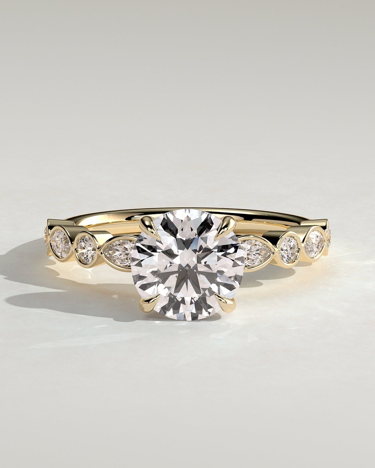 Round Pave Lab Grown Diamond Engagement Ring