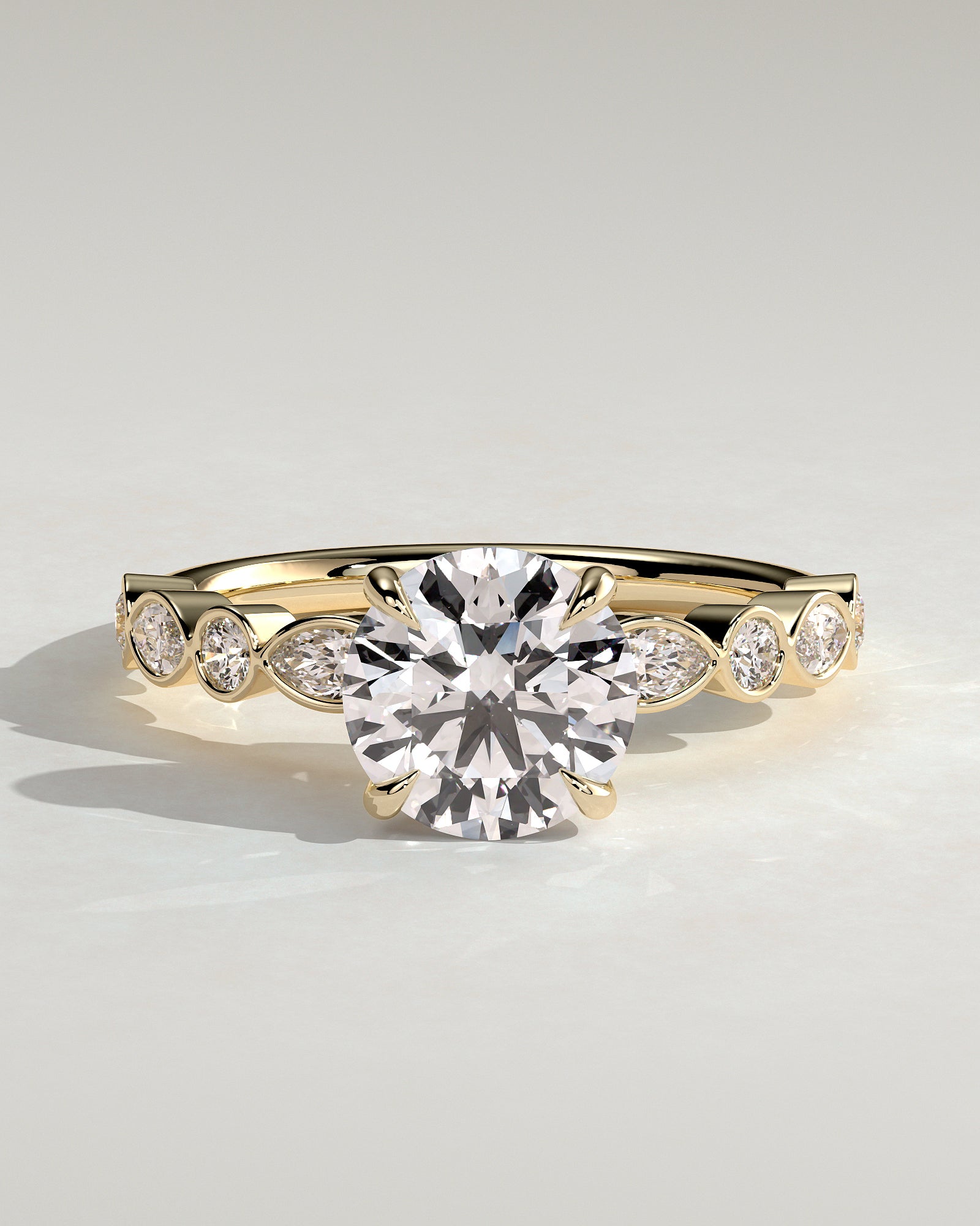 Round Pave Lab Grown Diamond Engagement Ring