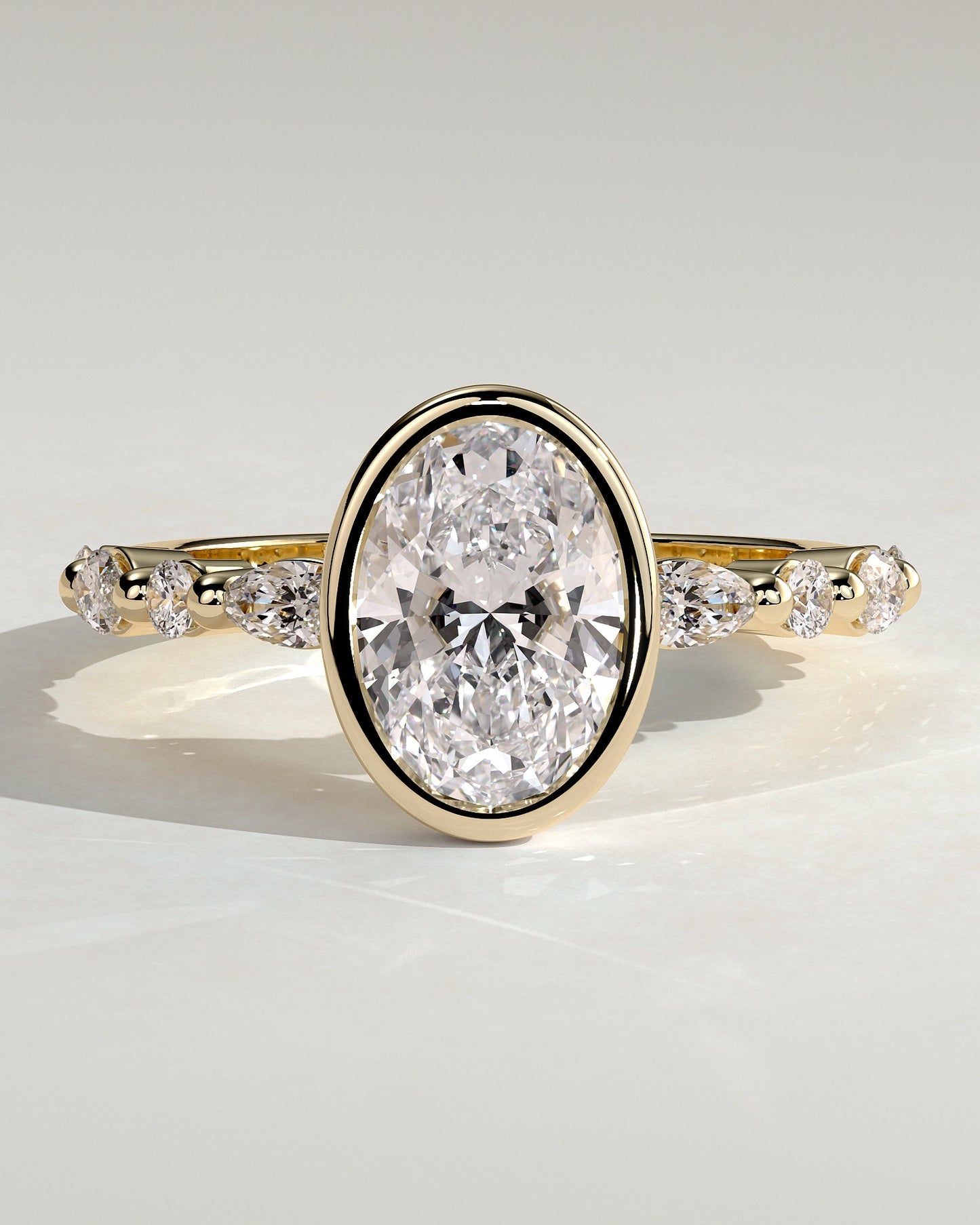 Oval Pave & Bezel Lab Grown Diamond Engagement Ring