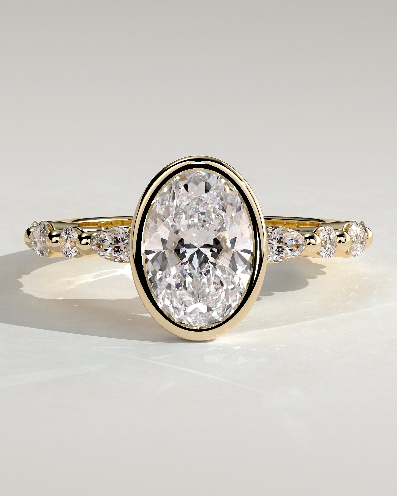 Oval Pave & Bezel Lab Grown Diamond Engagement Ring