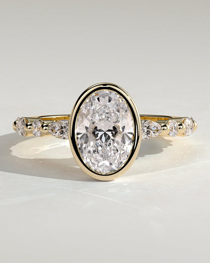 Oval Pave & Bezel Lab Grown Diamond Engagement Ring